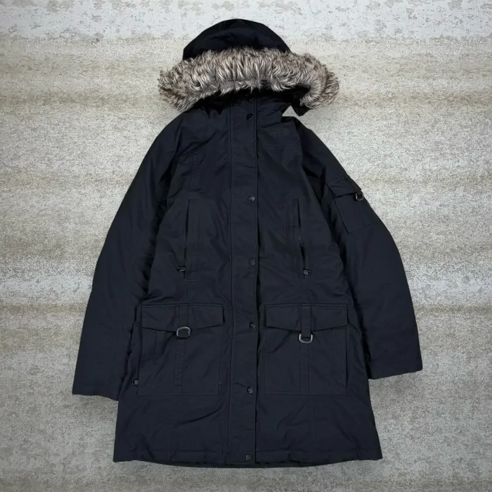 Vintage Y2K The North Face Puffer Ski Parka Jacket Womens M Black Nylon Full Zip - Picture 1 of 4